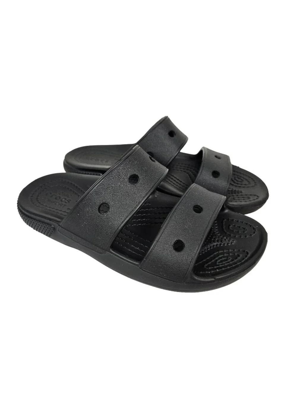 CROCS Kids Classic 2 Band Slide Sandal Black J 1
